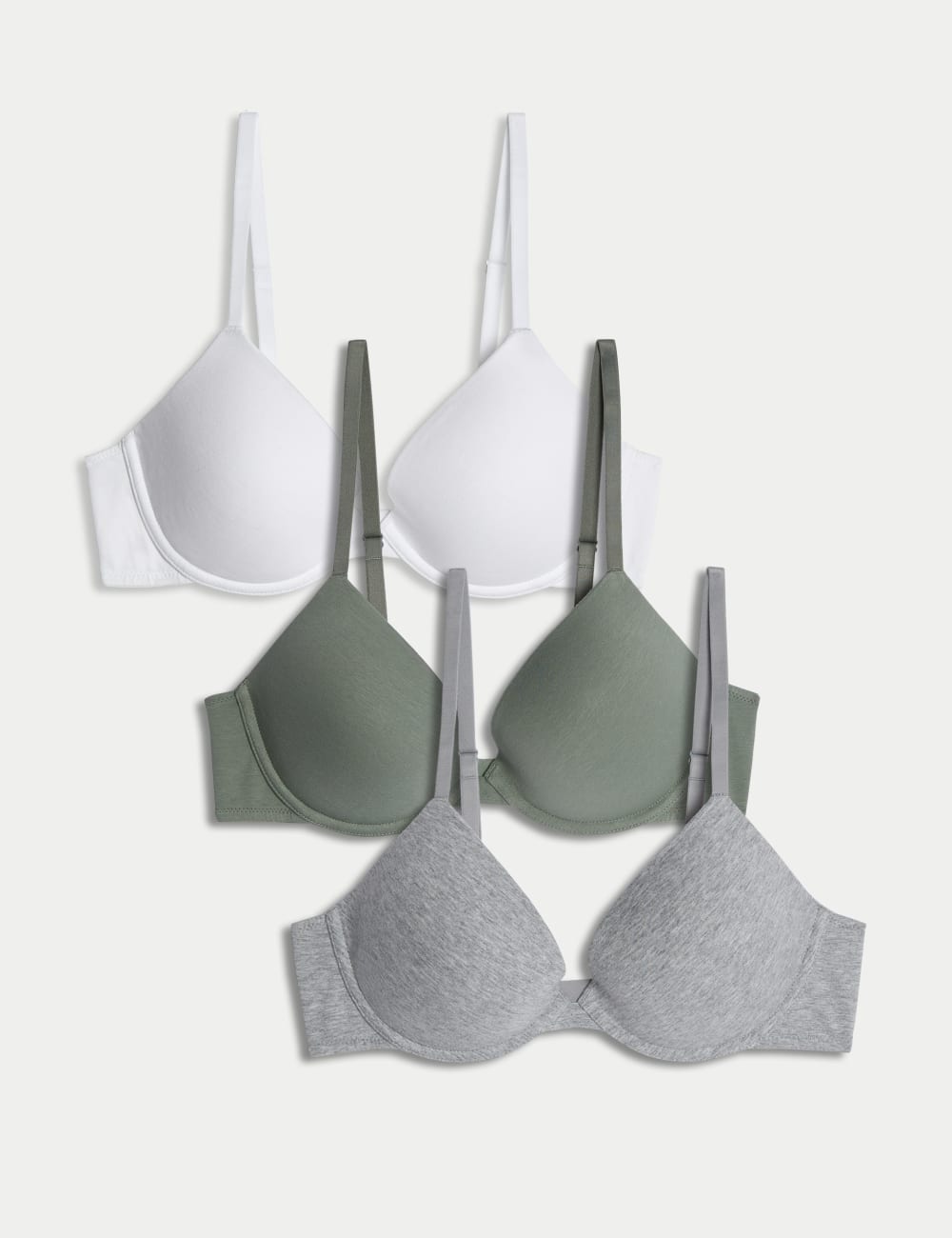 

3pk Wired Plunge T-Shirt Bras AE Marks & Spencer, зеленый