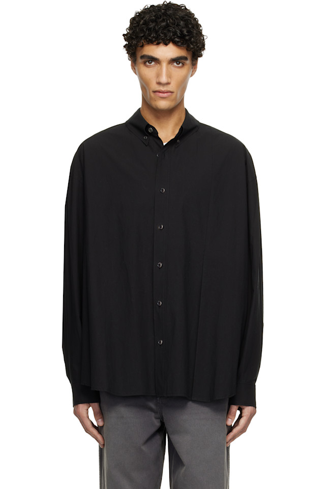 

Хлопковая рубашка с разрезом Solid Homme, черный