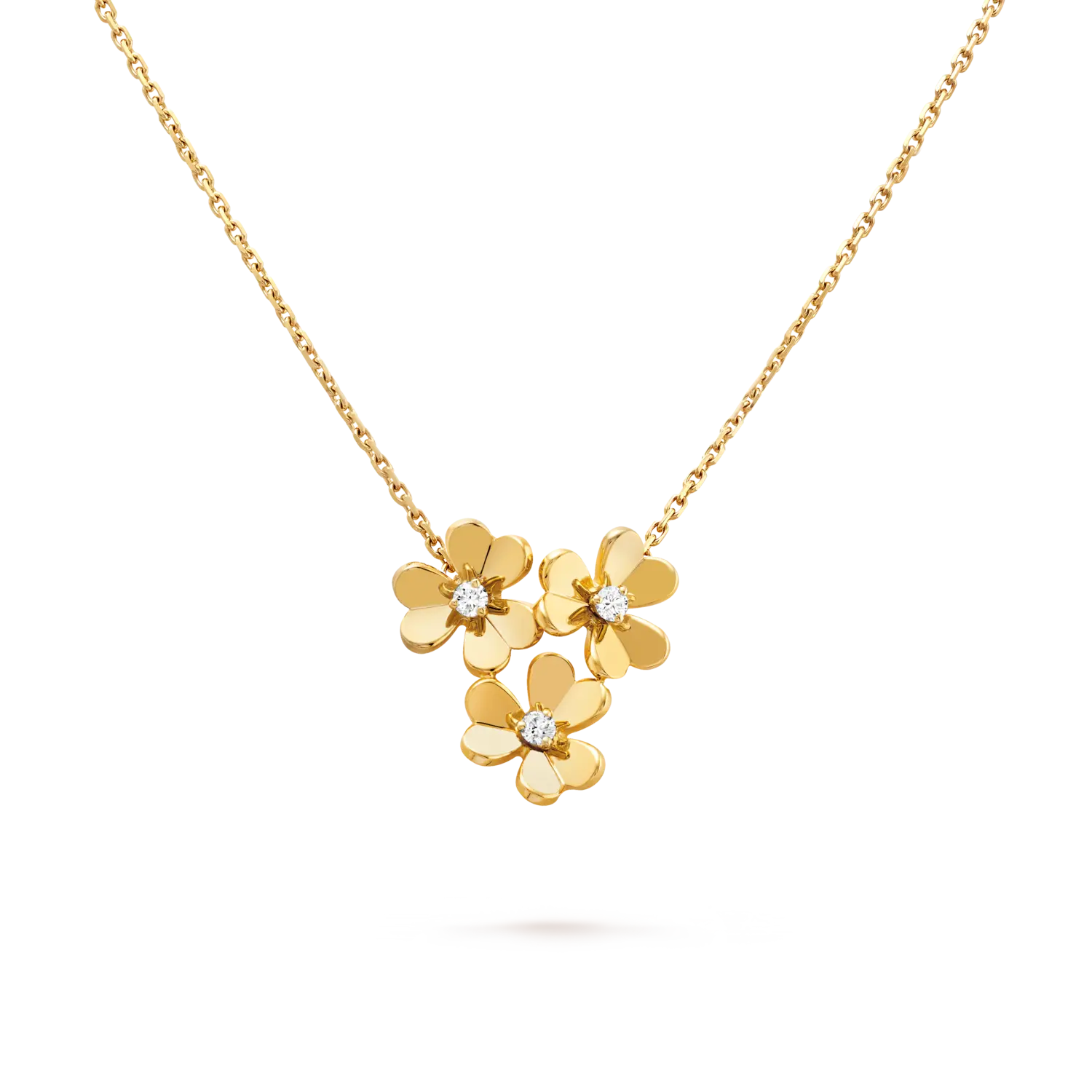 

Кулон Van Cleef & Arpels Frivole, 3 цветка, мини модель, 18-ct желтое золото, бриллиант