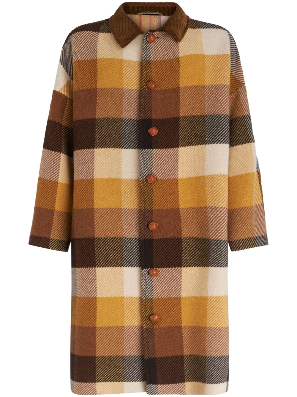 

Шерстяное пальто в клетку ETRO, коричневый