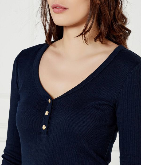 Блузка Хенли Slim fit Tommy Hilfiger, синий — фото 4