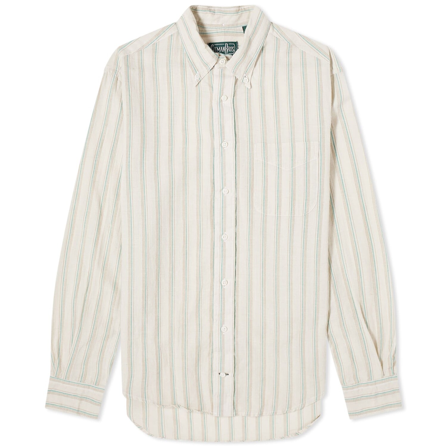 

Рубашка Gitman Vintage Button Down Cabana Stripe Shirt, цвет Tan