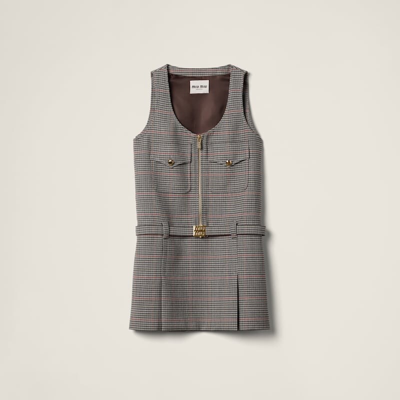 

Платье в клетку Miu Miu, серый