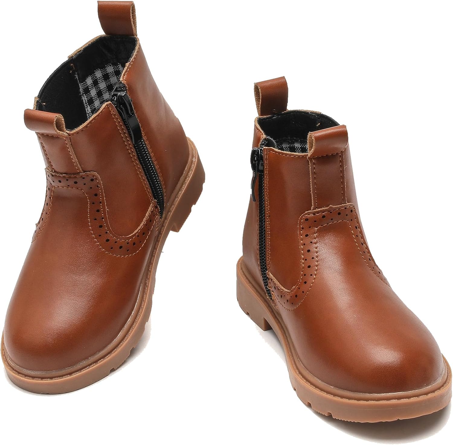 

Kkdom Ботинки для мальчиков и девочек, водонепроницаемые, с боковой молнией, удобные, челси, на щиколотку (для малышей/маленьких детей/старших детей), Leather Brown