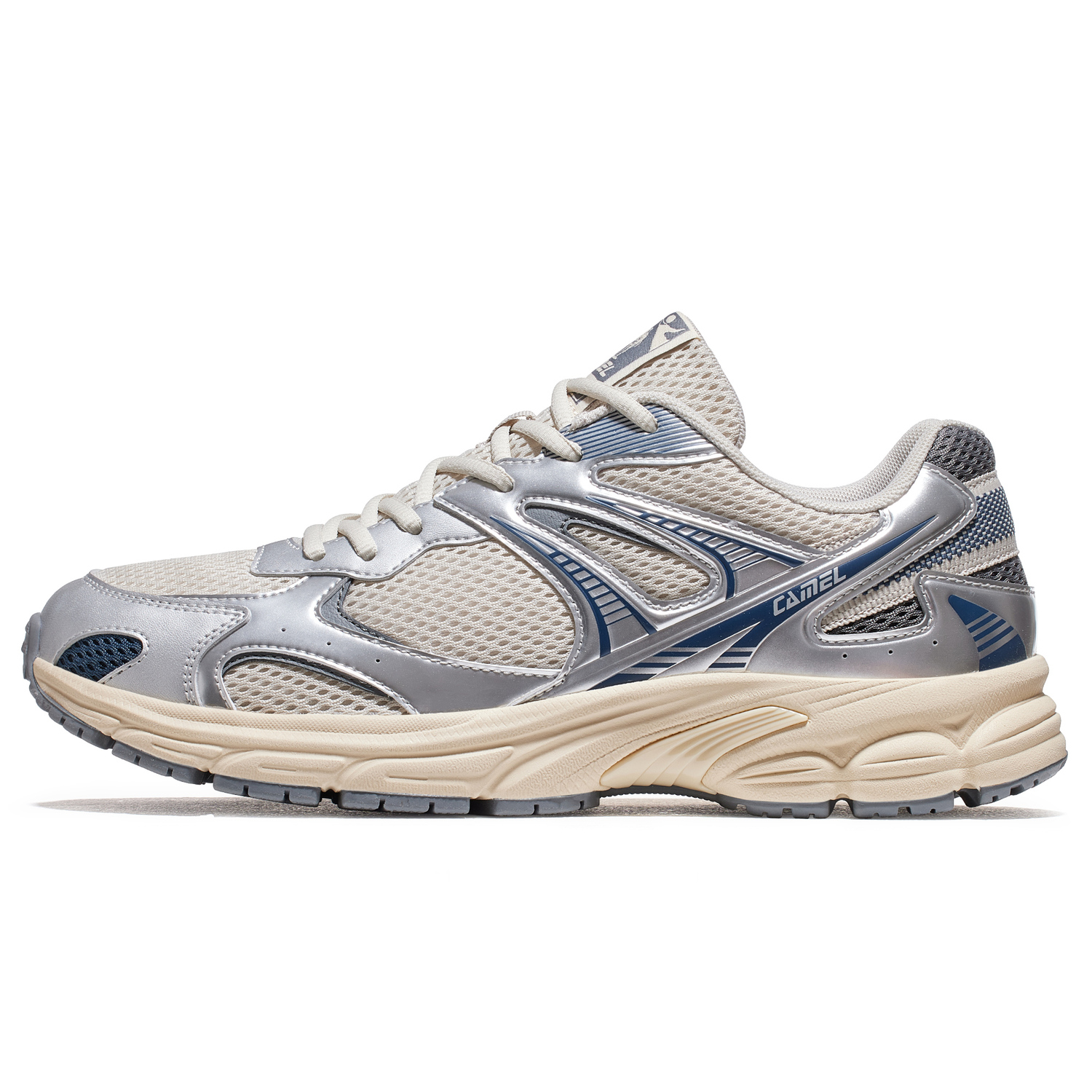 Кроссовки для бега Chasing Light 20 Slip Resistant Abrasion Resistant мужские низкие CAMEL, серебро/белый — фото 2