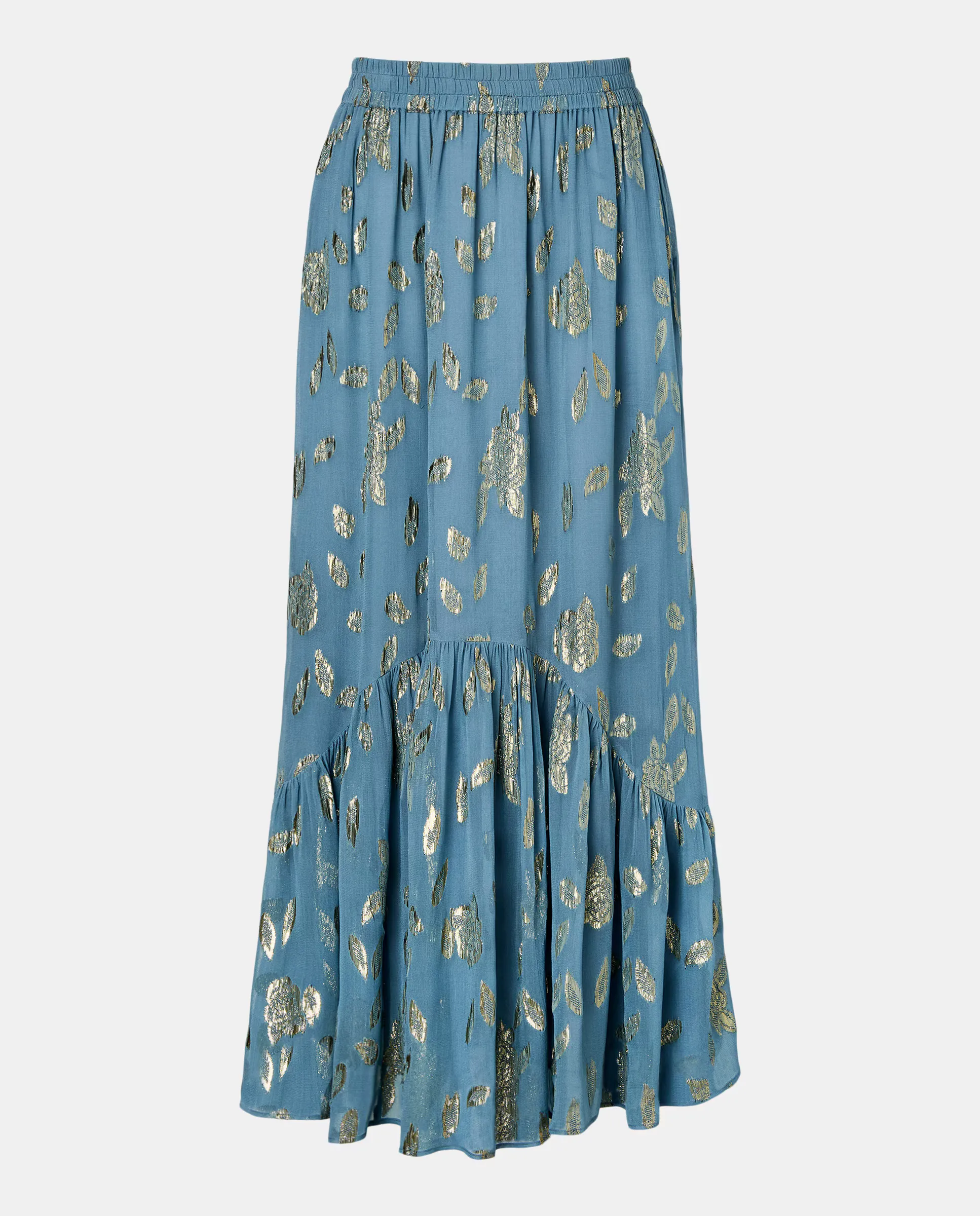 

Юбка миди с воланами из жаккарда с блеском Tintoretto, светло-голубой