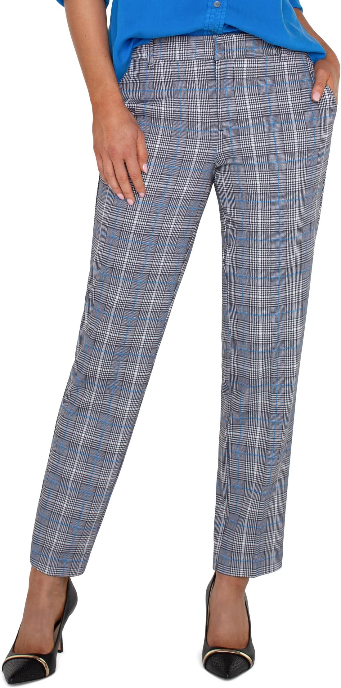 

Брюки Liverpool Los Angeles Kelsey Trouser Mid Rise Glen Plaid Knit, цвет Blue Topaz Plaid