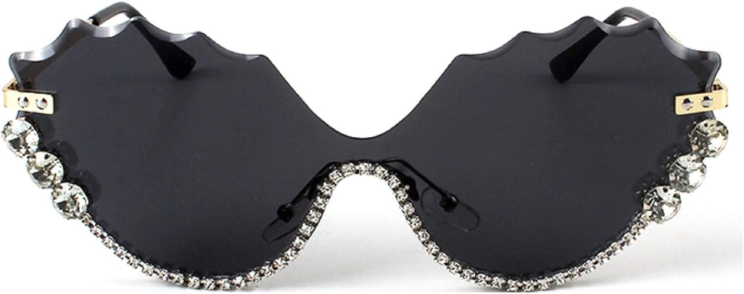 

Забавные солнцезащитные очки в оправе с драгоценными камнями для костюмированной вечеринки, украшенные стразами, женские солнцезащитные очки без оправы «кошачий глаз», оригинальные очки с бриллиантами mincl, Black