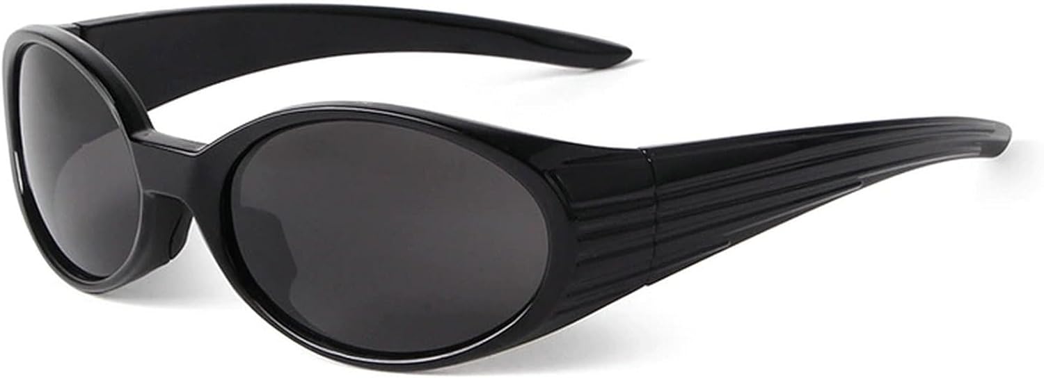 

Ретро-солнцезащитные очки в стиле Y2K для женщин, овальные солнцезащитные очки, ретро-зеркальные очки для занятий спортом на открытом воздухе, защита от УФ-излучения mincl, Black