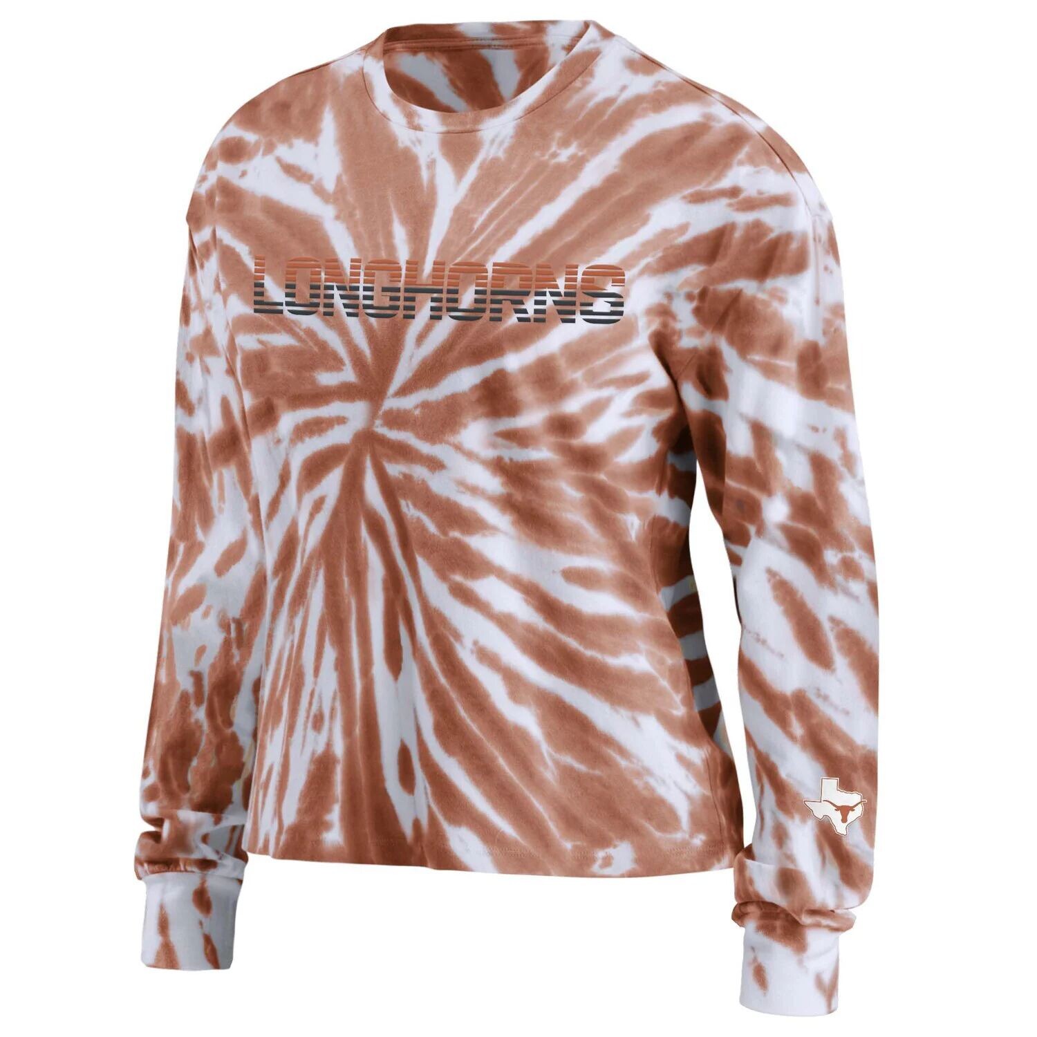 

Женская одежда Erin Andrews Texas Orange Texas Longhorns футболка с длинными рукавами и принтом тай-дай