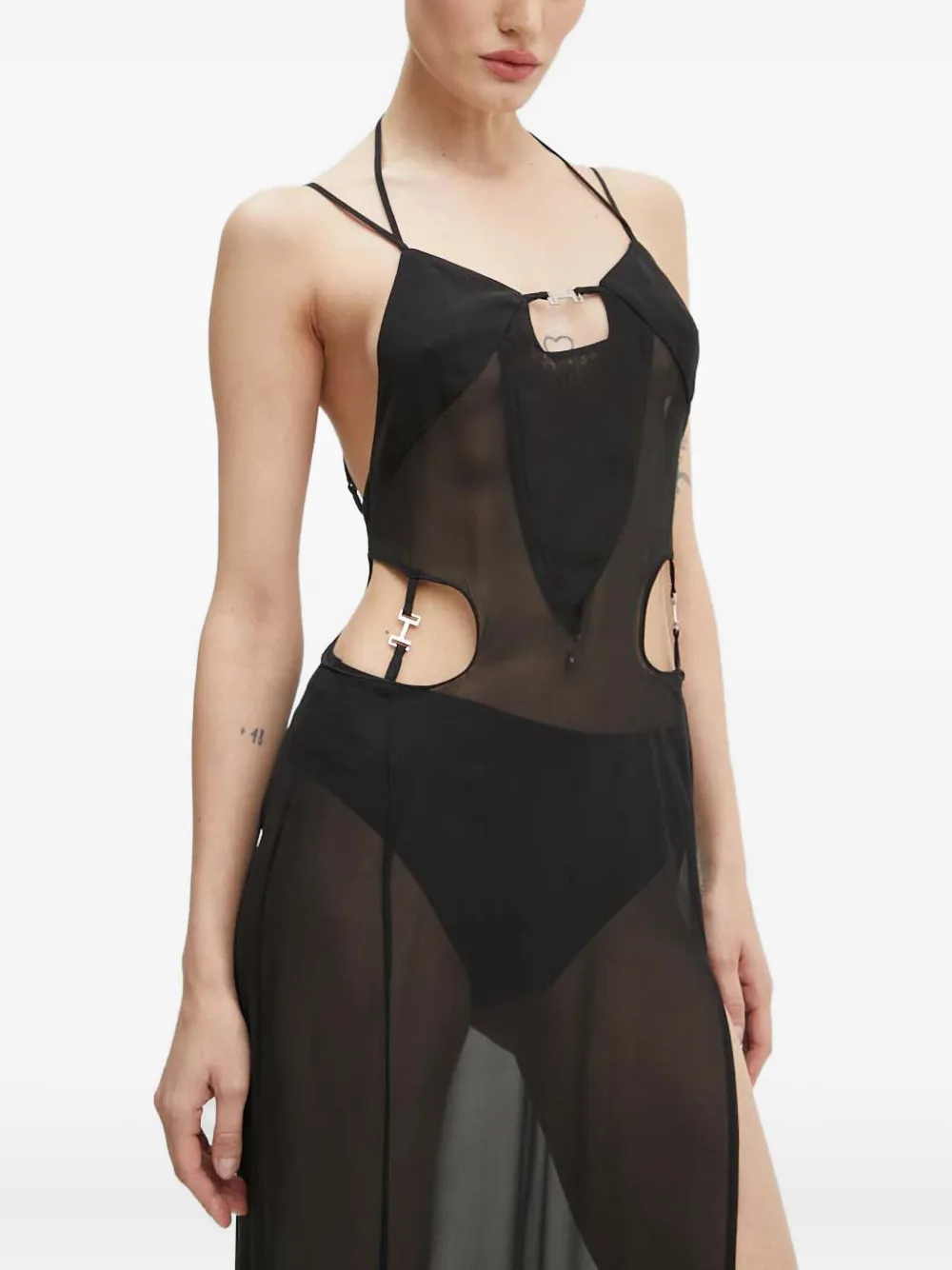 

Макси-платье из шелка с разрезом сбоку Heliot Emil, черный