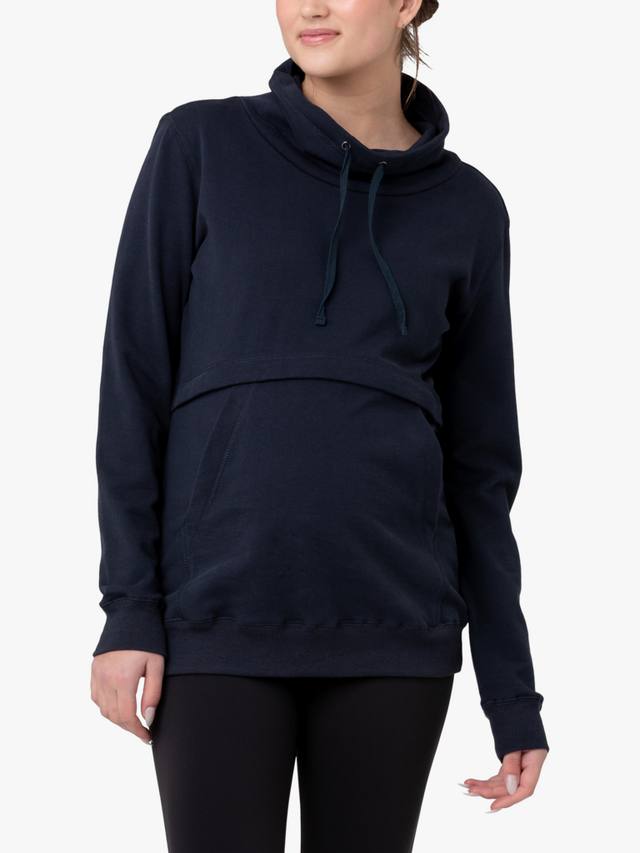 

Joey Maternity & Nursing свитер с воронкообразным воротником из махровой хлопковой ткани Ripe, Navy