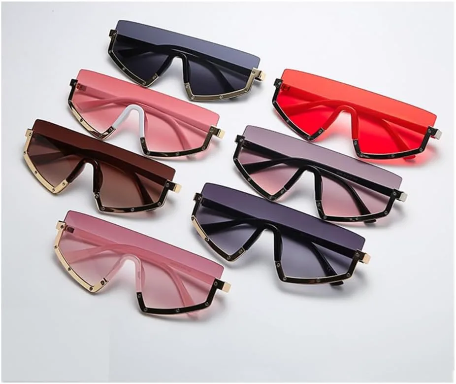 

Солнцезащитные очки без оправы для женщин, полуободковые солнцезащитные очки для мужчин, солнцезащитные очки UV400 для женщин, ретро-очки LANGSER, Gray Pink