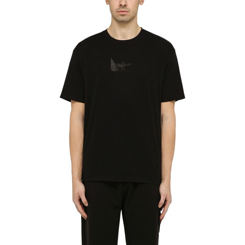 Футболка Stone Island Logo-print мужская, черный — фото 4