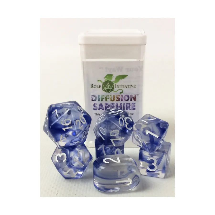 

Многогранные игральные кости — сапфир, арочные d4 с белыми цифрами (7), Game Dice - Diffusion (Role 4 Initiative)
