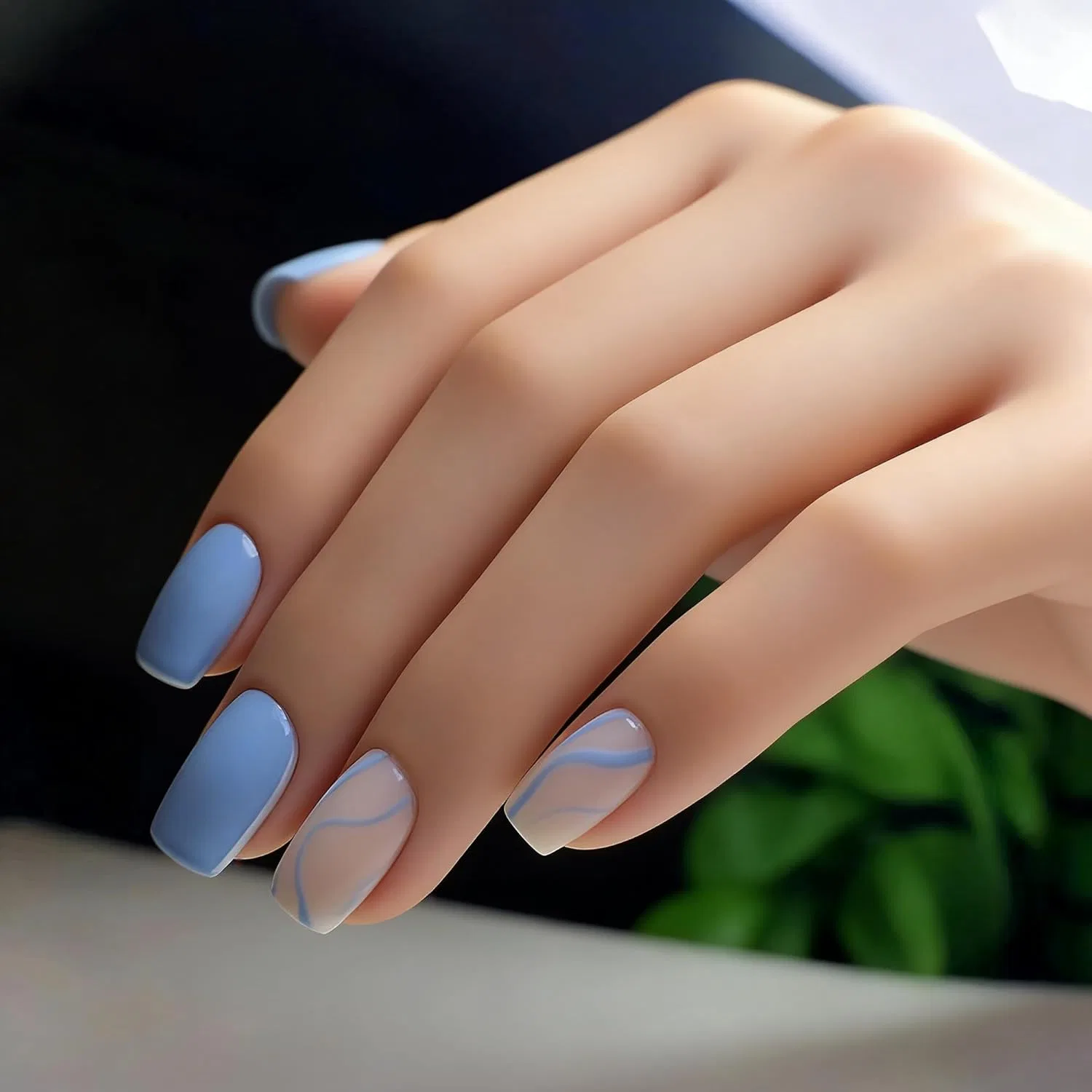 Накладные ногти Press On Nails, 24 шт., светло-голубые Fitencexu