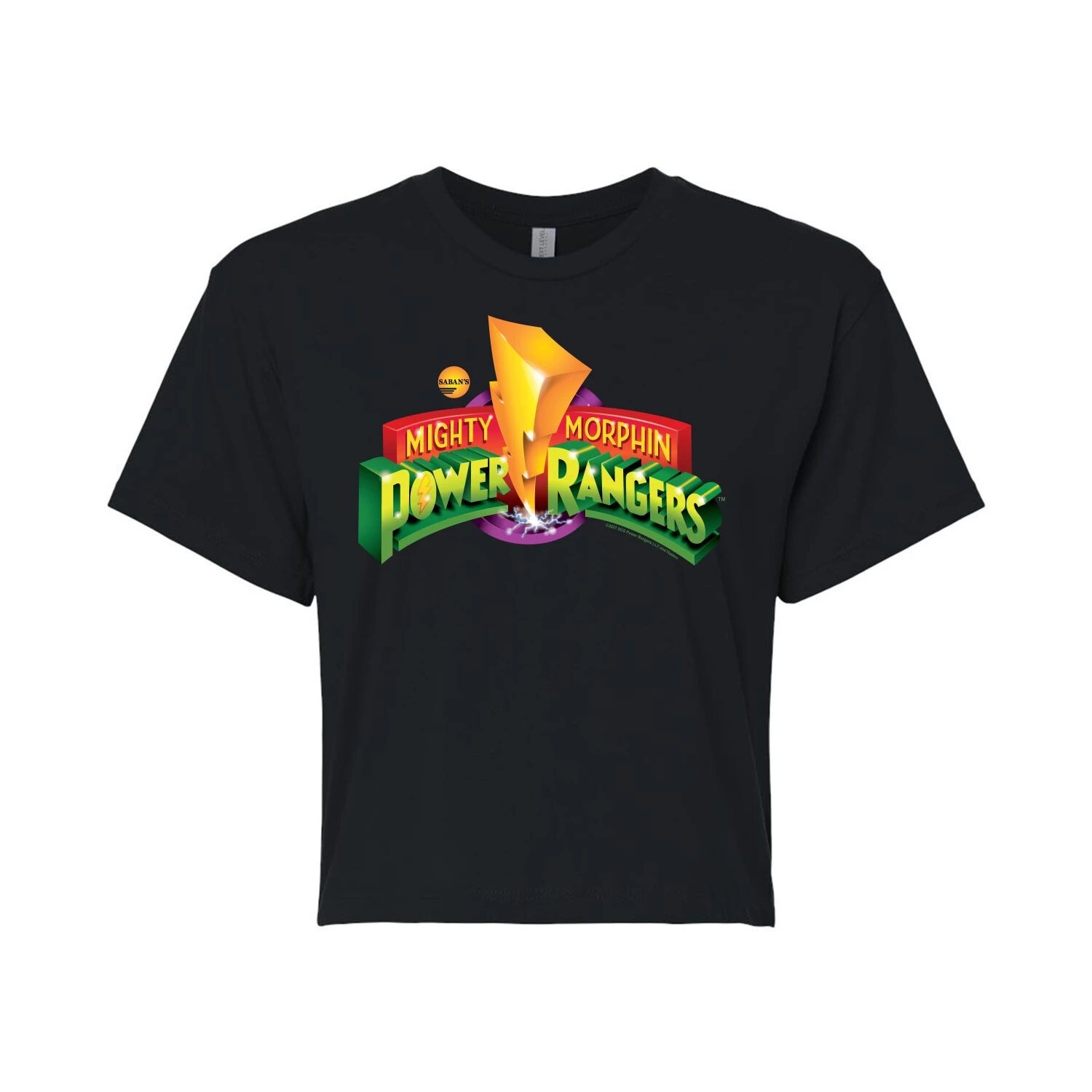 

Укороченная футболка с логотипом Juniors' Power Rangers с рисунком Licensed Character, черный