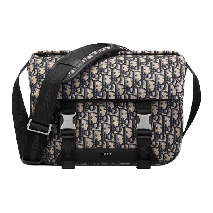 

DIOR Джаккардовая тканевая сумка-мессенджер через плечо мужская бежево-черная