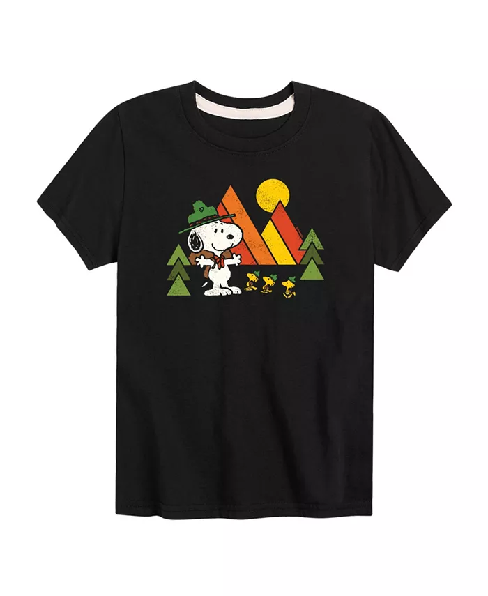 

Футболка с принтом Beagle Scout для мальчиков старшего возраста Peanuts, черный