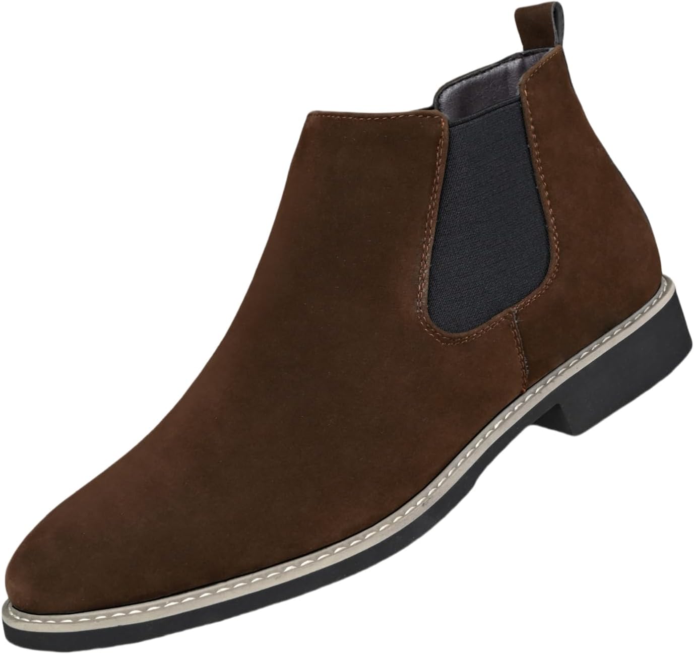 

Мужские классические замшевые кожаные ботинки TIXEWSJH Chelsea без шнуровки с эластичными вставками, низким каблуком, ретро-стилем, коричневый