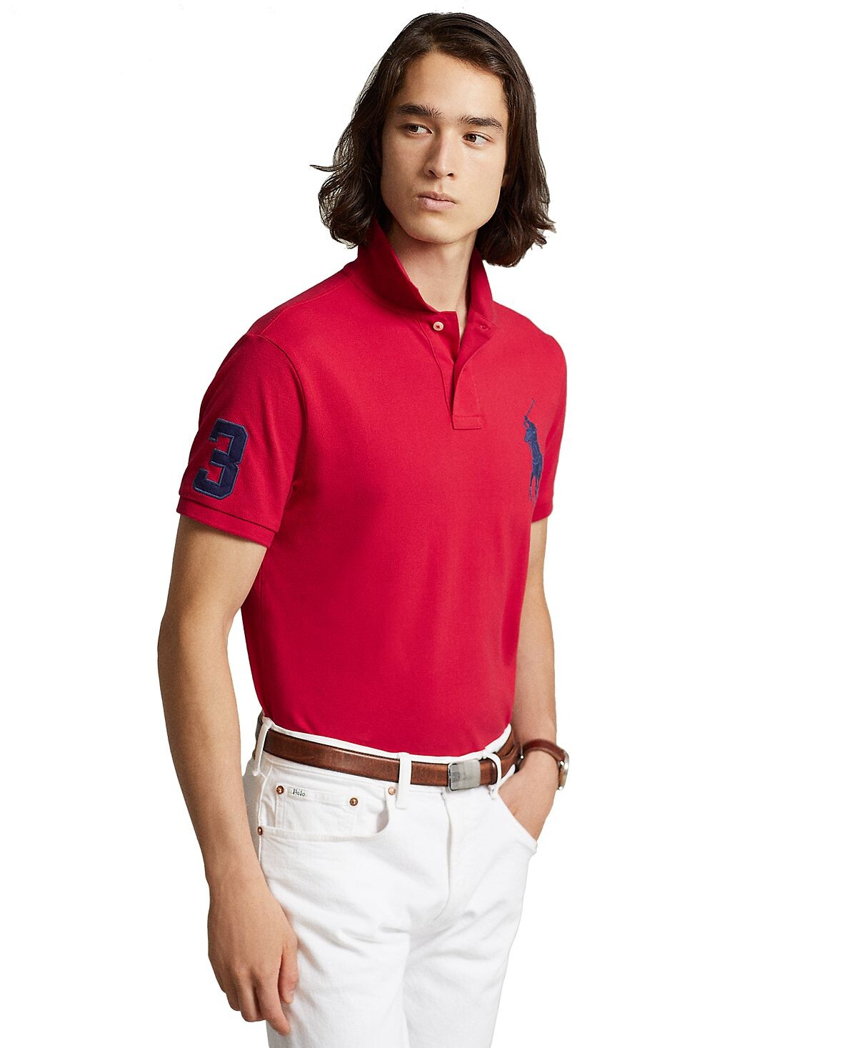 

Мужская сетчатая футболка-поло приталенного кроя Big Pony на заказ Polo Ralph Lauren