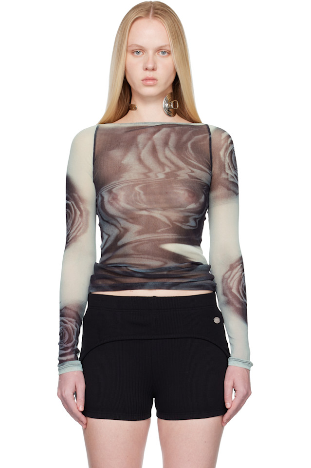 

Jean Paul Gaultier Черно-Серая футболка «Размытые розы», Черный, Jean Paul Gaultier Черно-Серая футболка «Размытые розы»