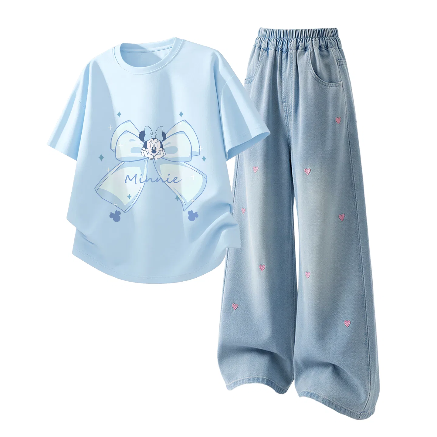 Детский спортивный костюм Casual Sportswear 2 Piece Set Disney, Dimeji Knot Sky Blue+Solid Color Denim Light Blue