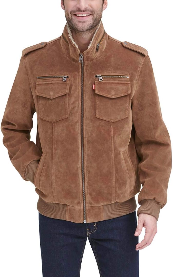 Мужская винтажная куртка-бомбер Levi's из искусственной кожи с оленем (стандартная и для больших и высоких), Cognac — фото 4