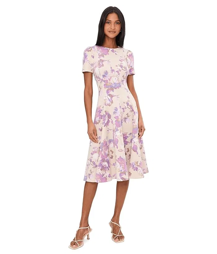 Платье A-silhouette Short Sleeve Scuba Floral Aline Calvin Klein, Khaki Regal Multi