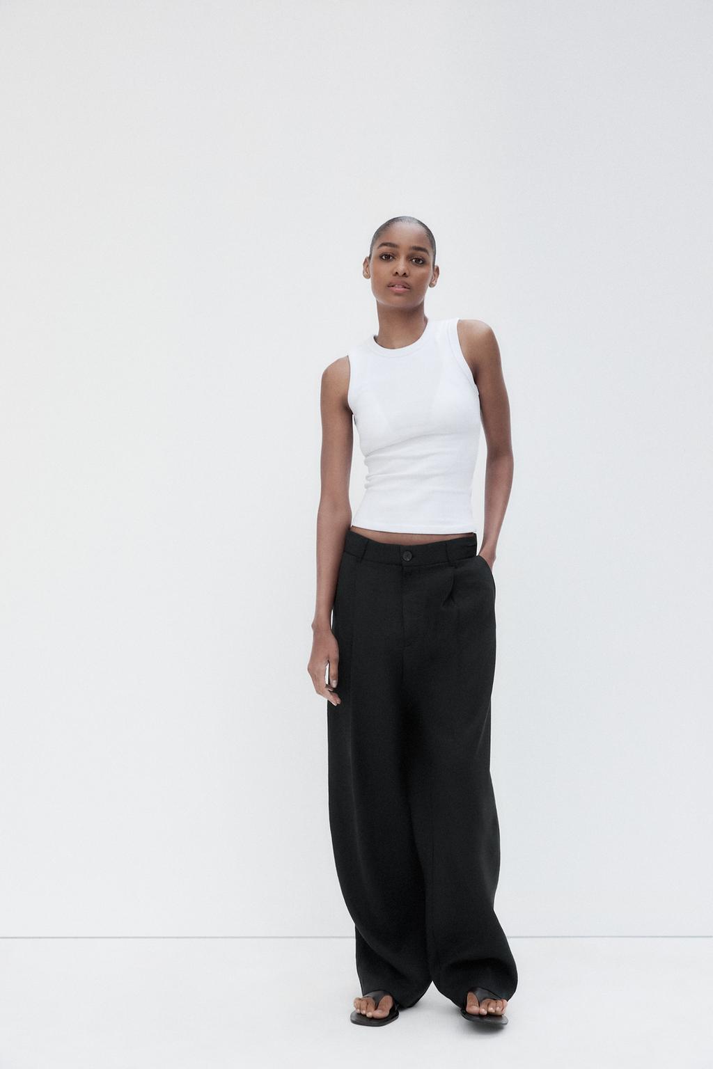 

Плиссированные брюки ZARA, черный