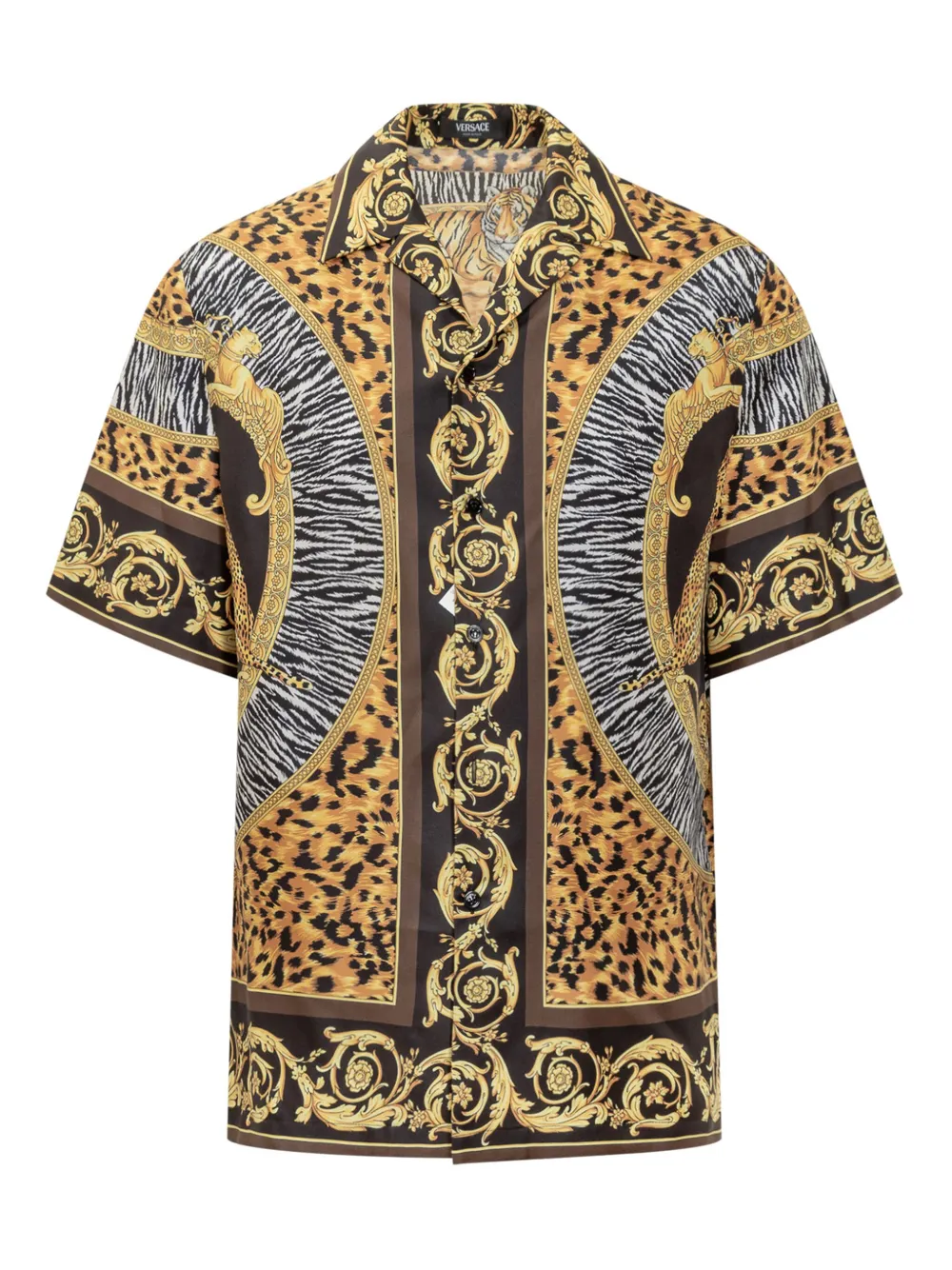 

Рубашка с леопардовым принтом VERSACE, черный