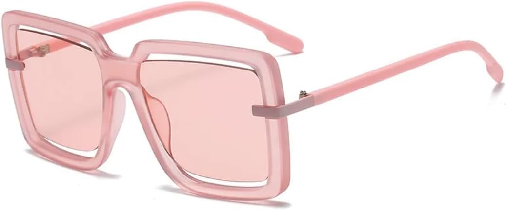

Винтажные женские солнцезащитные очки в крупной оправе с полой внутренней частью, панк-стиль, конфетные оттенки, популярные мужские солнцезащитные очки UV400 TKKTLLT, Pink