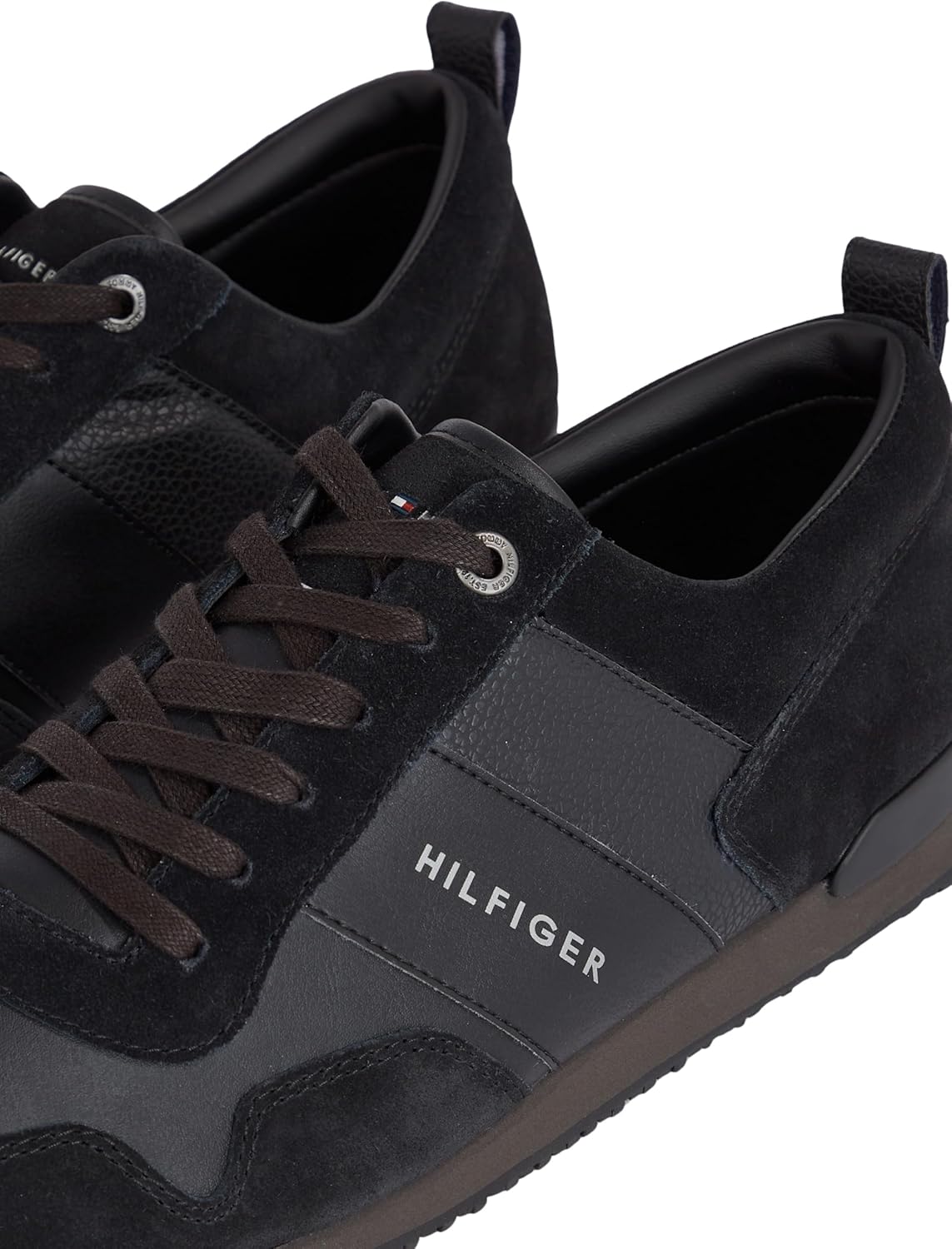 Мужские кроссовки Tommy Hilfiger Iconic из кожи и замши, черный — фото 4