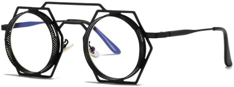 

Круглые солнцезащитные очки в стиле стимпанк для женщин и мужчин, с металлической сеткой, с индивидуальным дизайном, женские очки-маска с защитой от УФ-излучения UV400 MTZJH, Black-clear