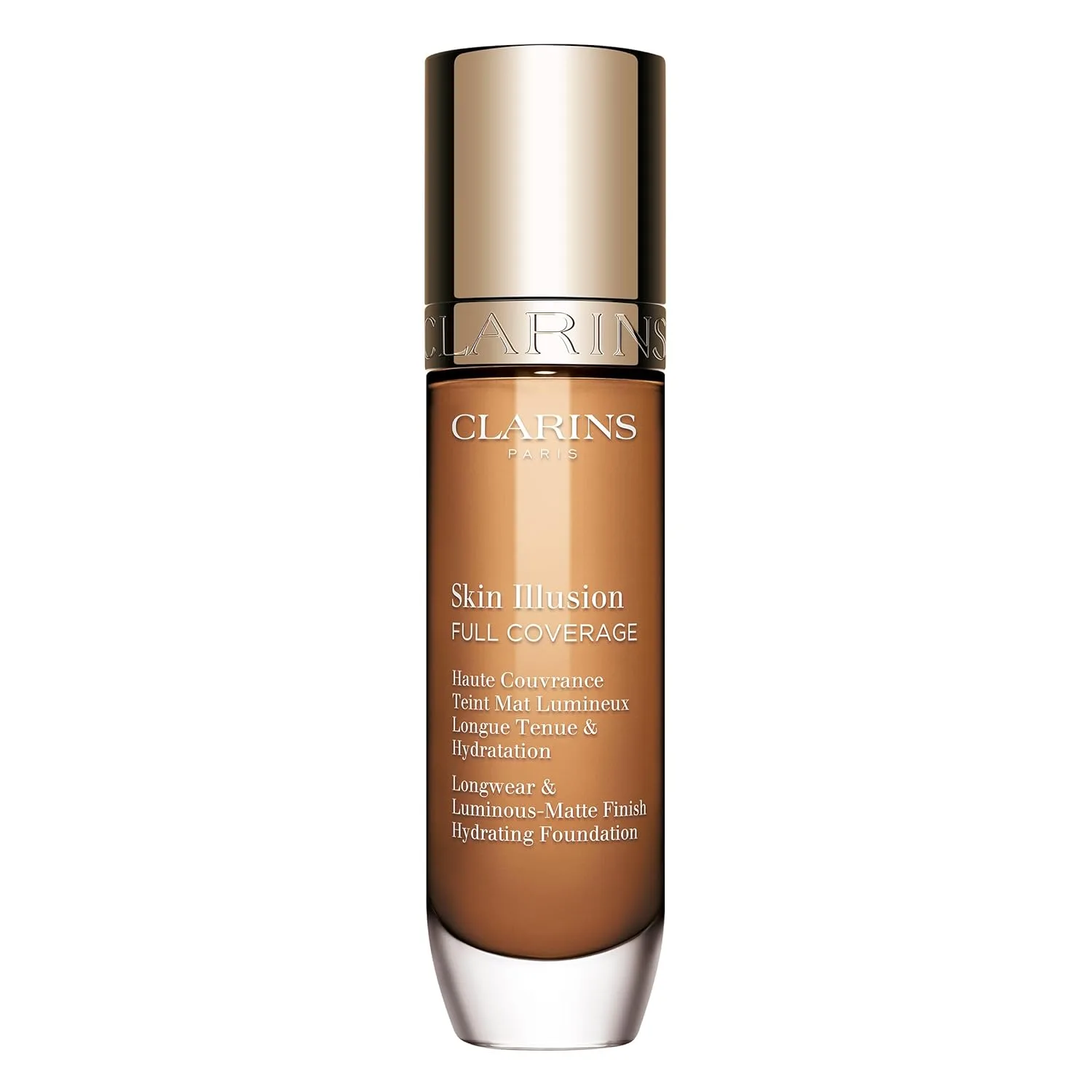 Clarins Skin Illusion Longwear Full Coverage Foundation, матовое сияние, 24 часа стойкости и увлажнения, естественный вид, устойчивость к переносу, поту и смазыванию, с гиалуроновой кислотой, 30 мл, 114N Medium- deep brown with neutral undertone...