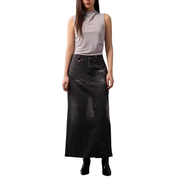 Джинсовая длинная юбка женская Black Gray Calvin Klein, QD2-Black Gray — фото 3