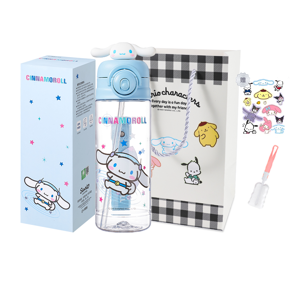 

Коллекция Cinnamoroll, пластиковый стакан для воды 580ml Sanrio, Cinnamoroll Water Cup+Shopping Bag+Sticker Cup Brush