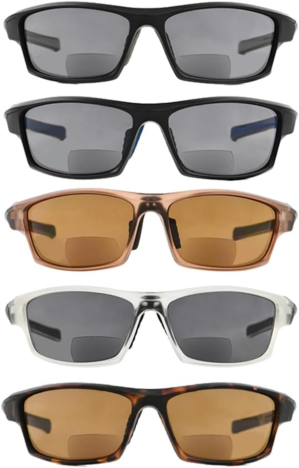 

Eyekepper 5-Pack TR90 Спортивные бифокальные солнцезащитные очки для бейсбола, бега, рыбалки, вождения, гольфа, софтбола, походов, солнечного света +1.00, 5 Pack Mix - Sg904-1