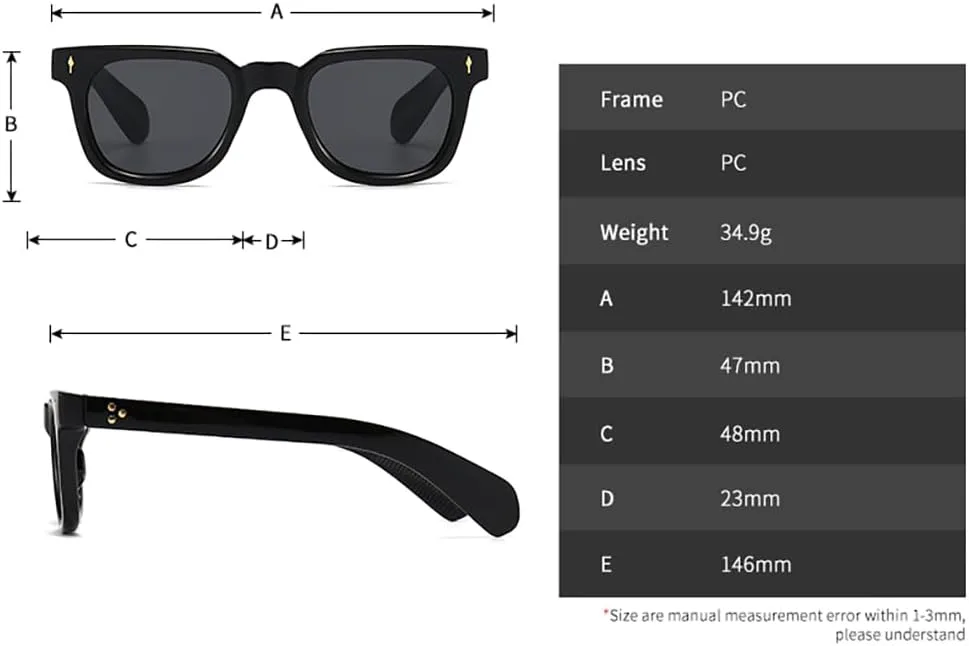 

Большие квадратные солнцезащитные очки для женщин, модные солнцезащитные очки для отдыха и отпуска, толстая оправа, линзы UV400 kachawoo, Black With Grey