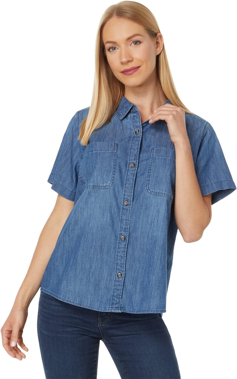 

Легкая джинсовая рубашка Heritage с короткими рукавами L.L.Bean, цвет Medium Indigo