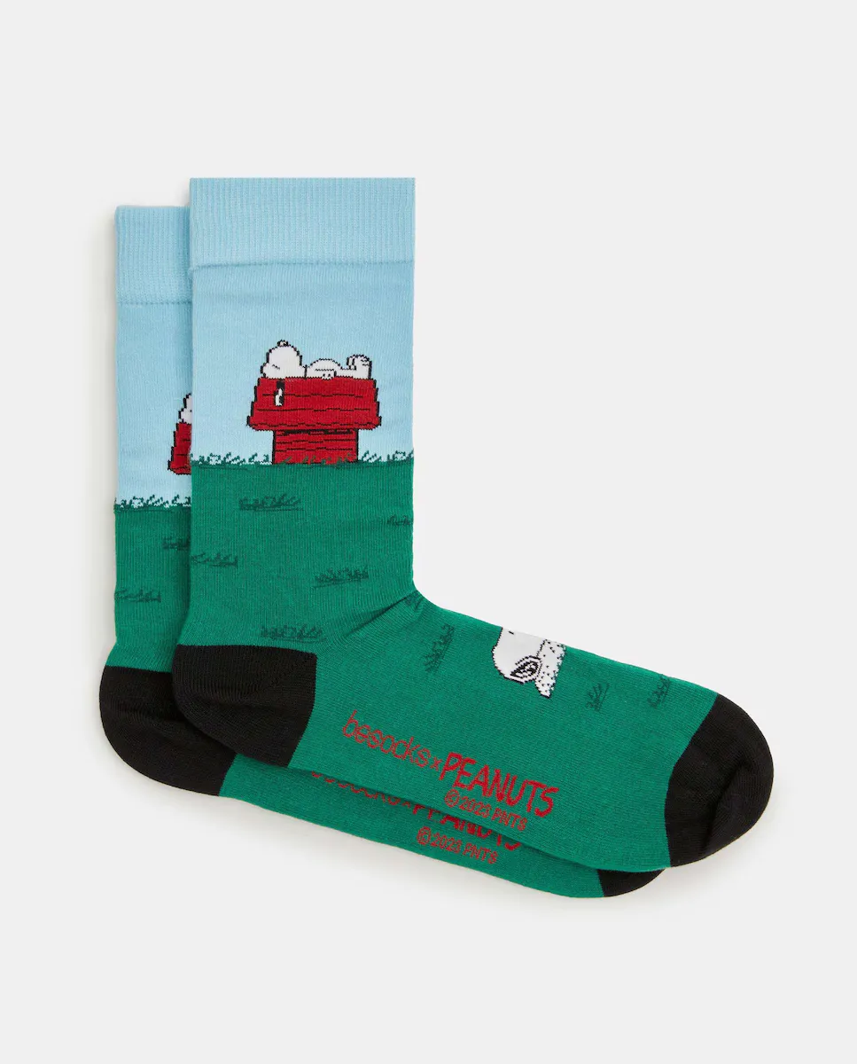

Мужские высокие носки Snoopy зеленого цвета из органического хлопка Besocks, зеленый