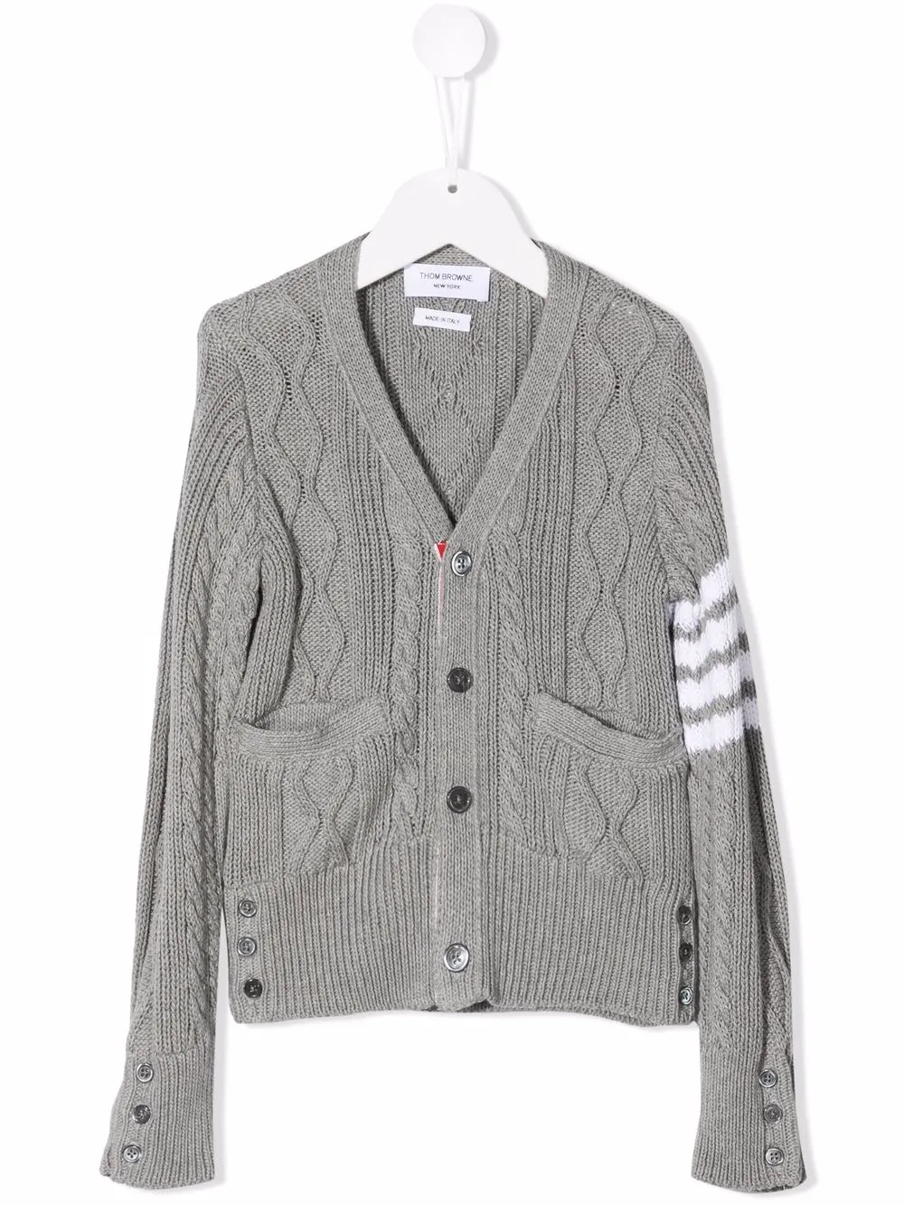 

Кардиган фактурной вязки с полосками 4-Bar Thom Browne Kids, серый