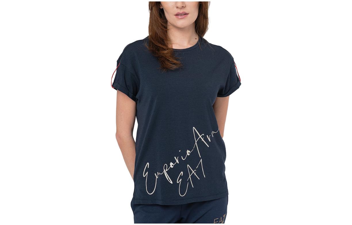 

Emporio Armani Женская футболка EA7, синяя, Синий, Emporio Armani Женская футболка EA7, синяя