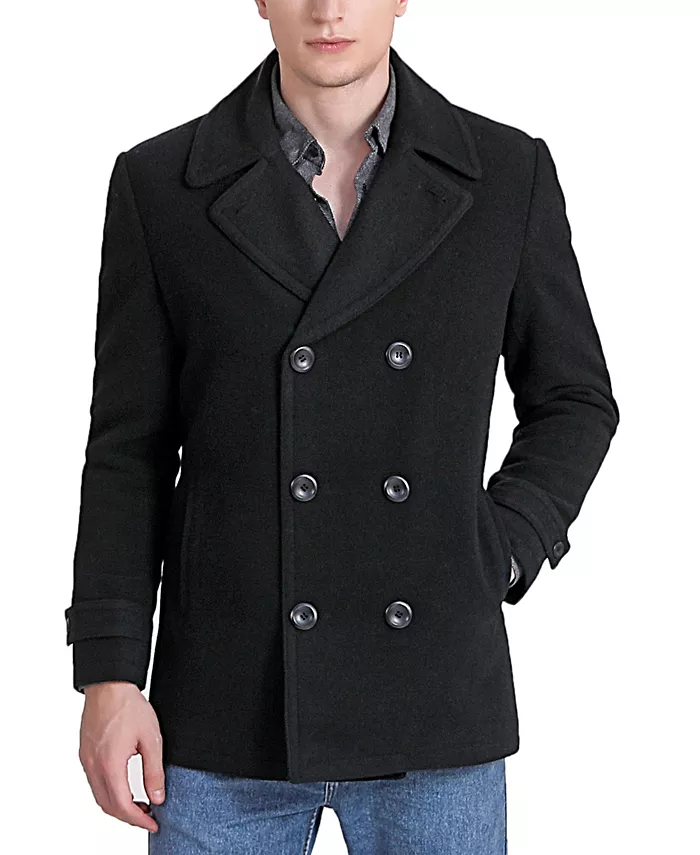 

Мужское пальто из шерстяной смеси pea coat Landing Leathers, черный