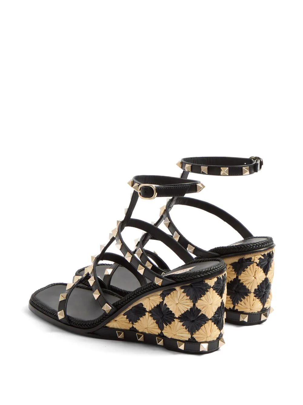 Босоножки Rockstud 80 на танкетке VALENTINO GARAVANI, черный — фото 3