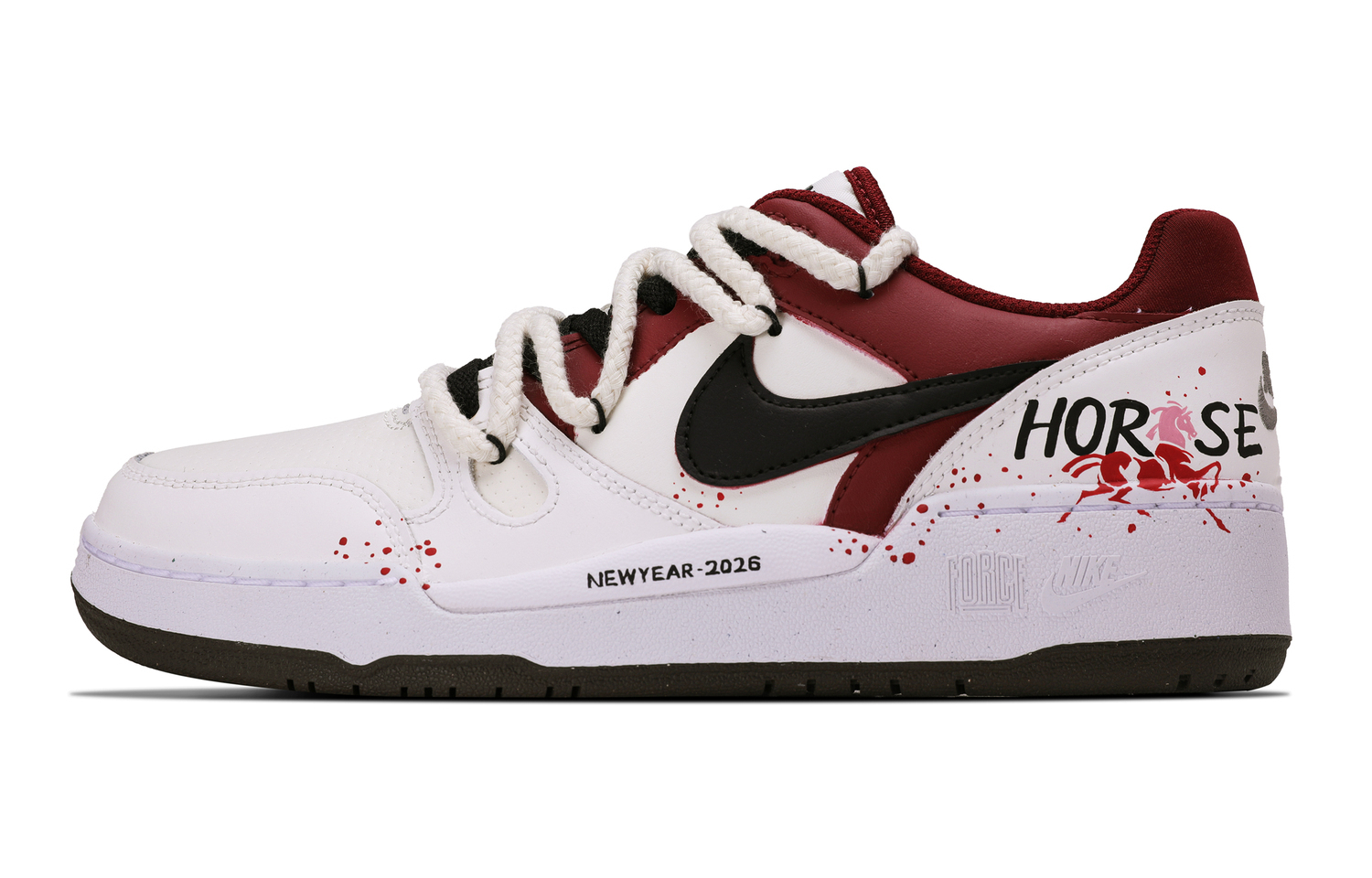 

Nike Мужские низкие скейтбордные кроссовки Full Force Ma Nian Qi Rui, износостойкие и легкие, красного цвета