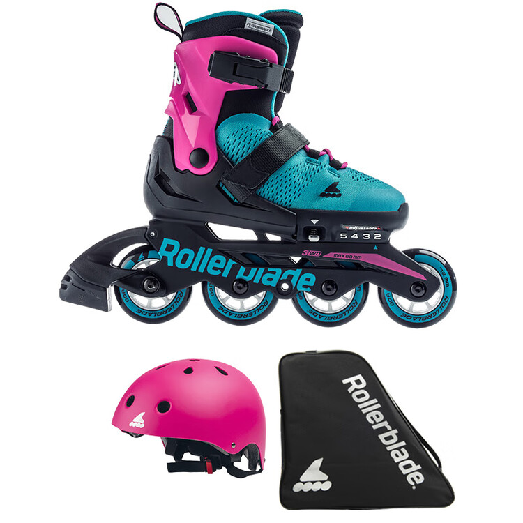 

RollerBlade Детские роликовые коньки с регулируемым размером, розовые и сине-зеленые (Premium Set B), размер S (28-32 см)