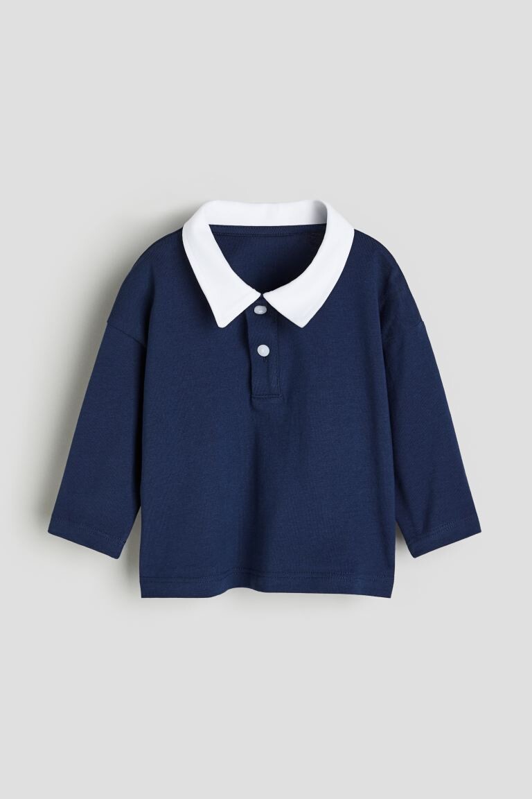 

Рубашка-Поло из хлопкового джерси H&M, синий