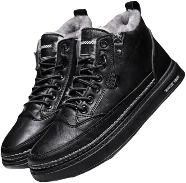 

Мужские теплые короткие ботинки с толстой подошвой и высокой верхней частью Fusecottc для осени и зимы, подходящие для использования на улице, с противоскользящими свойствами, черный