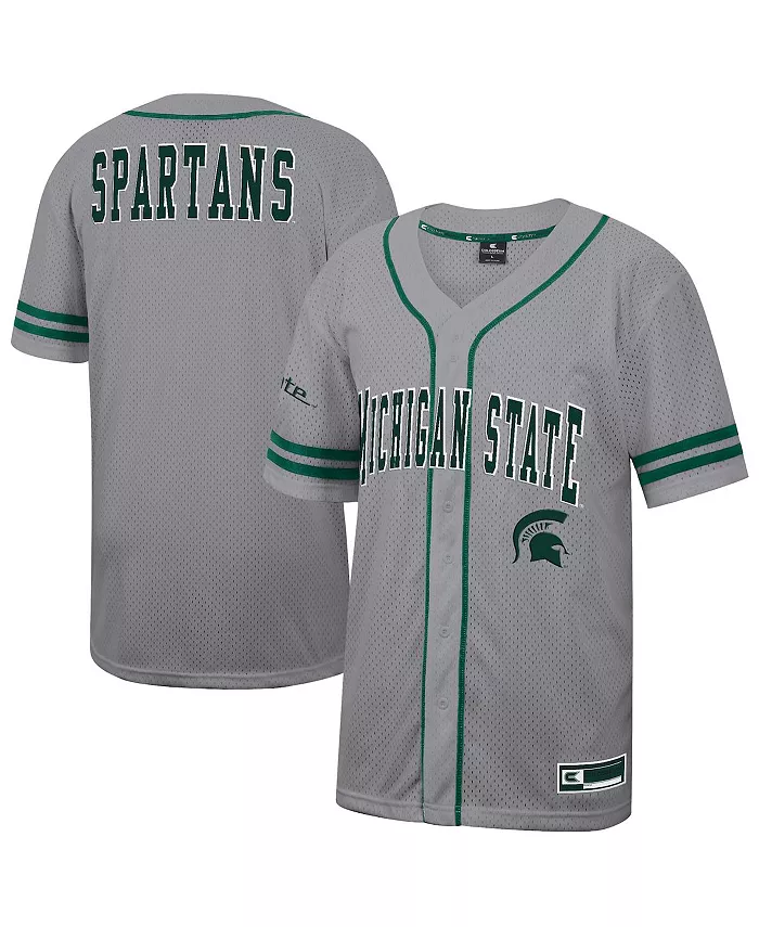 

Мужская серая бейсбольная джерси Michigan State Spartans Free Spirited Colosseum